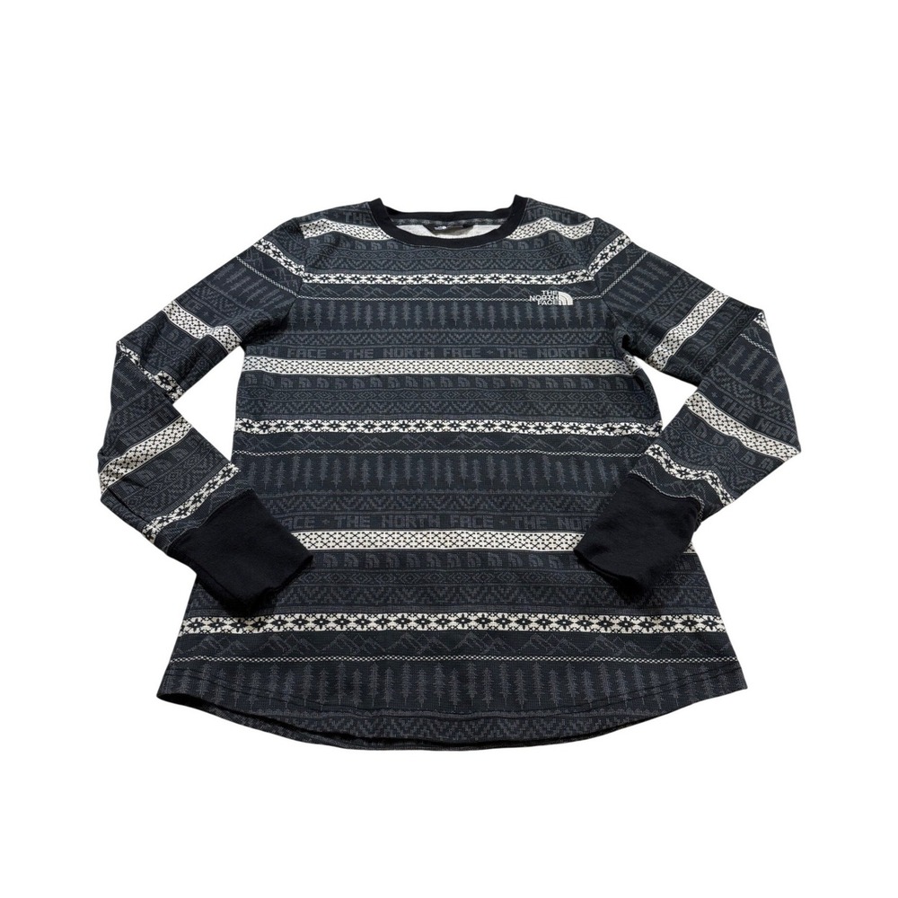 The North Face Top L Fair Isle Pine Tree Waffle‎ Knit Shirt Gorpcore Outdoors